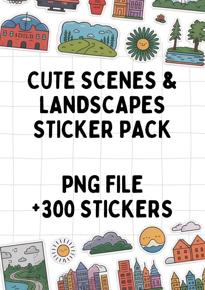 Scenes & Landscapes Sticker Pack (Cute Style) product image (1)