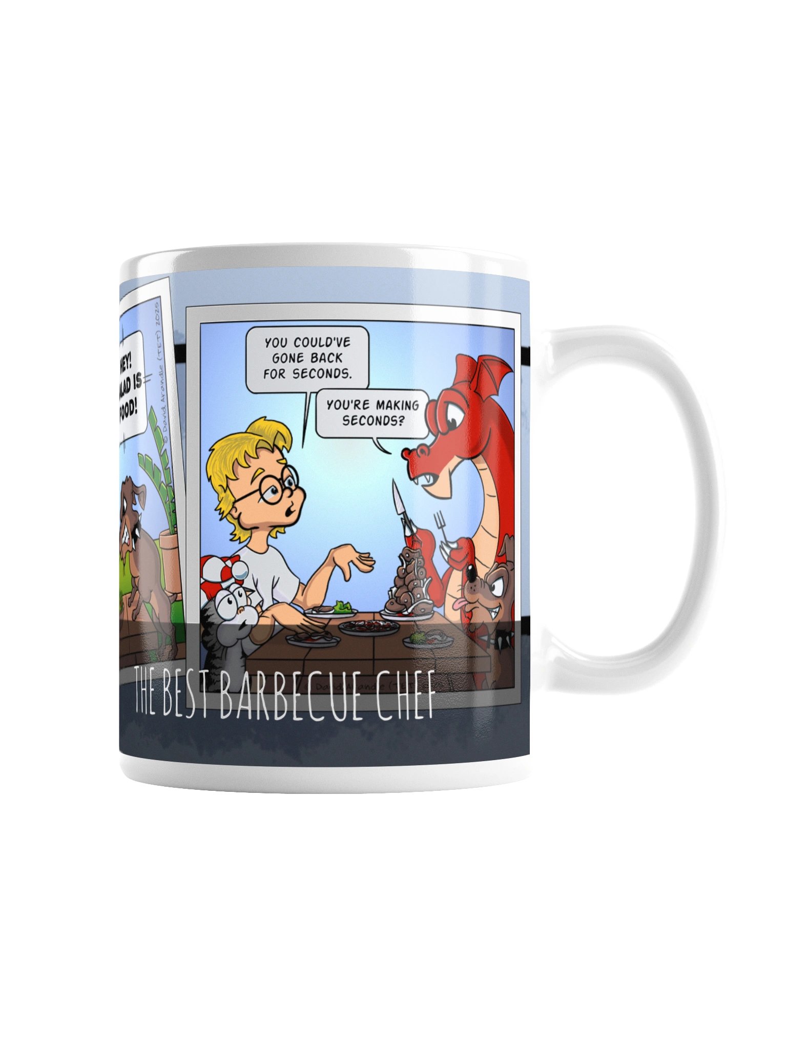 Resident Dragon Comic Best Barbecue Chef Three-Panel Mug product image (3)