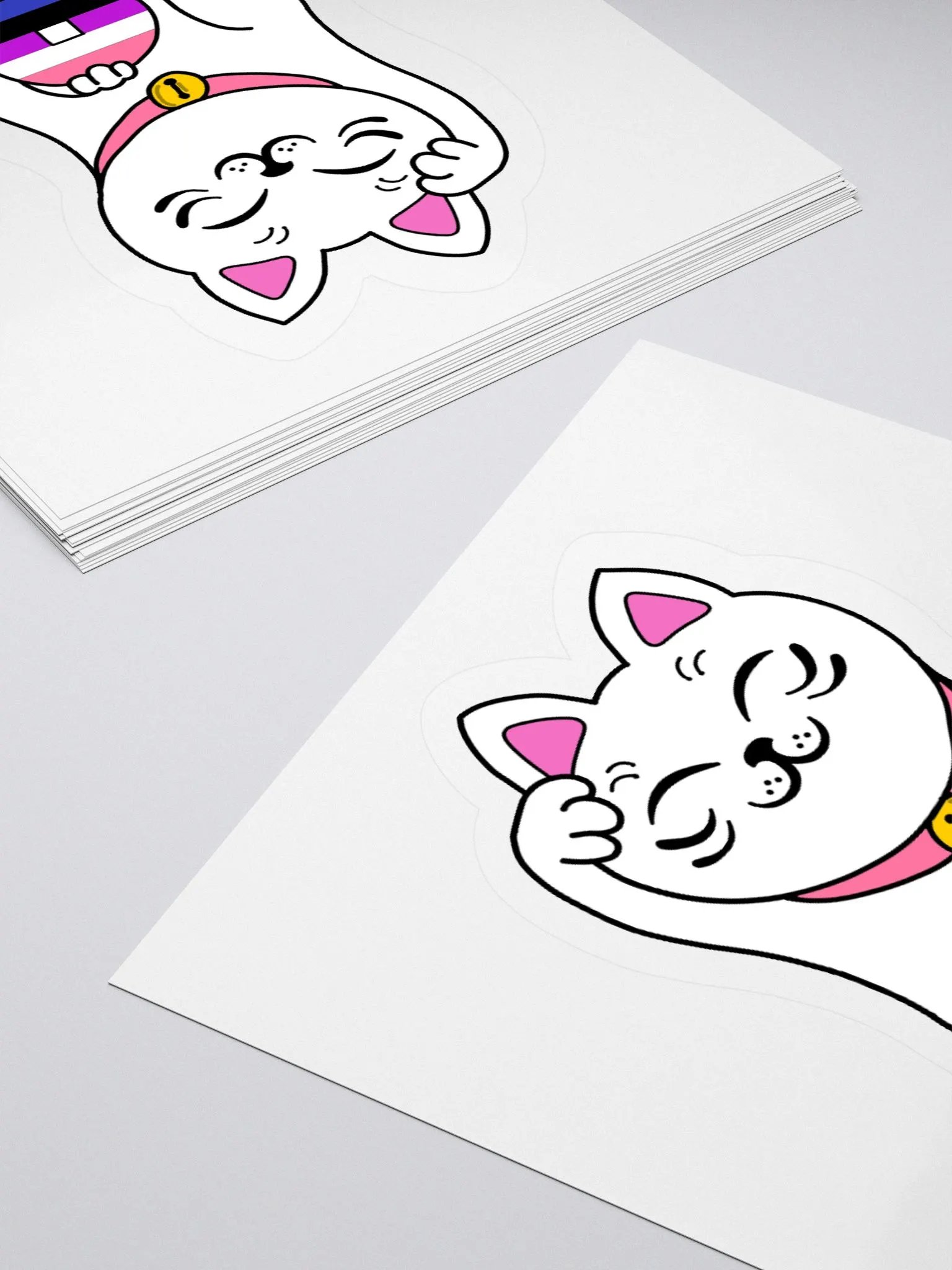 Maneki neko genderfluid pride sticker product image (12)