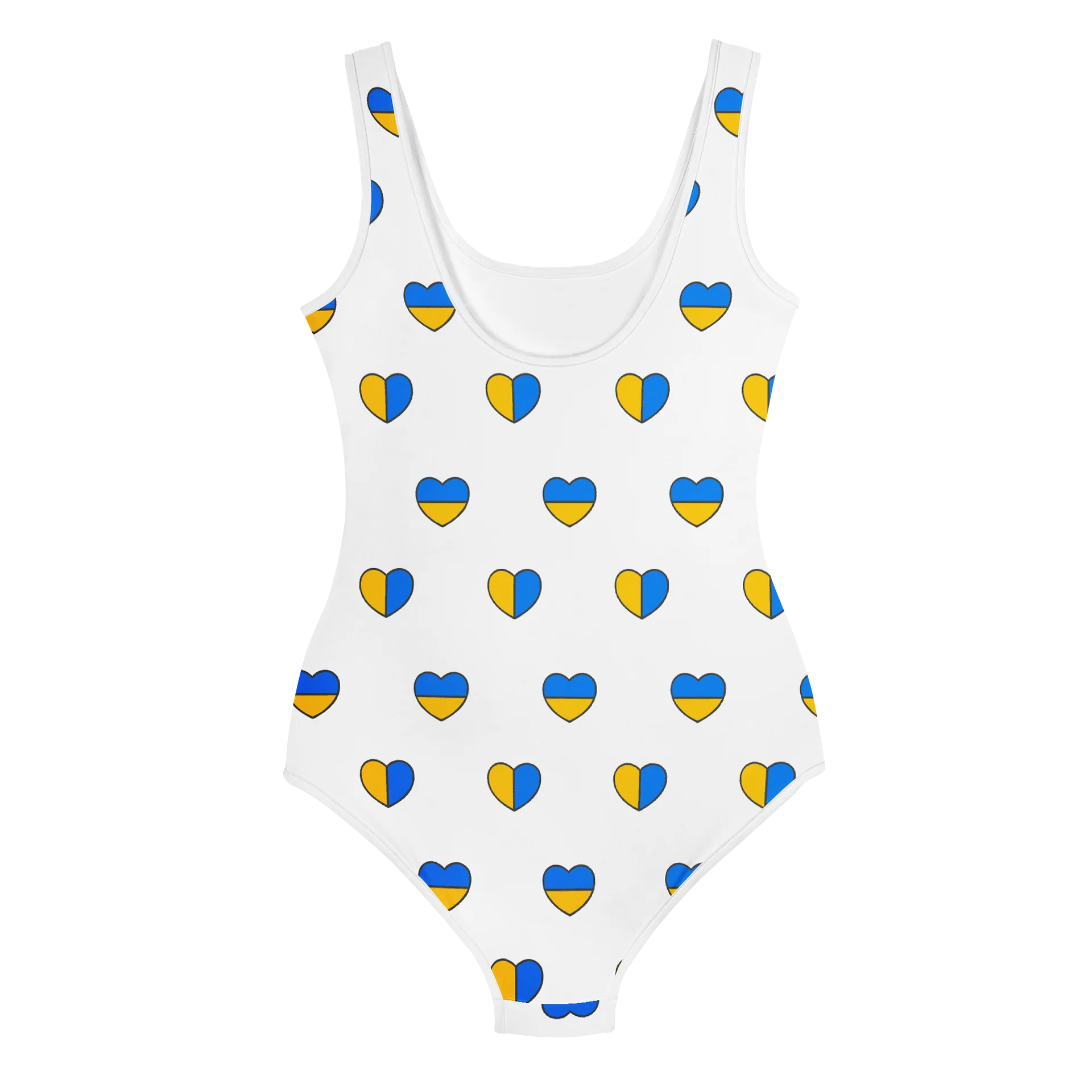 Blue & Yellow Heart Pattern Youth Swimsuit product image (3)