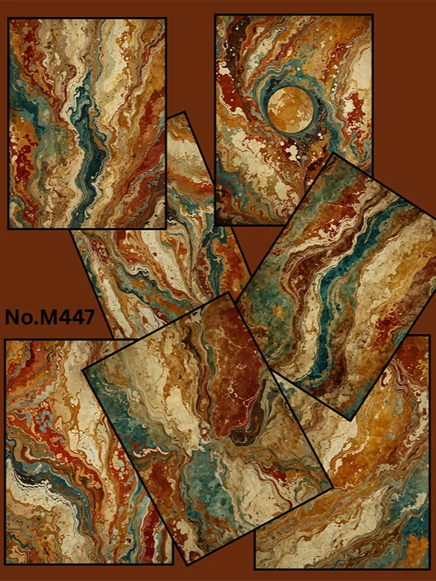 Set of 7 Marbelized Papers- No.M427 product image (1)
