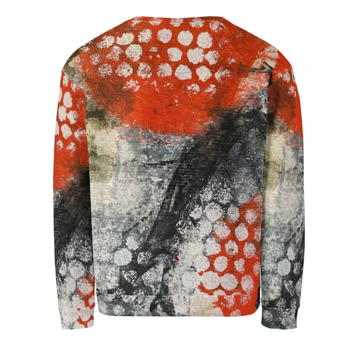 "Bold Abstract Art Sweatshirt – Red, White, and Black Textured Design" product image (2)