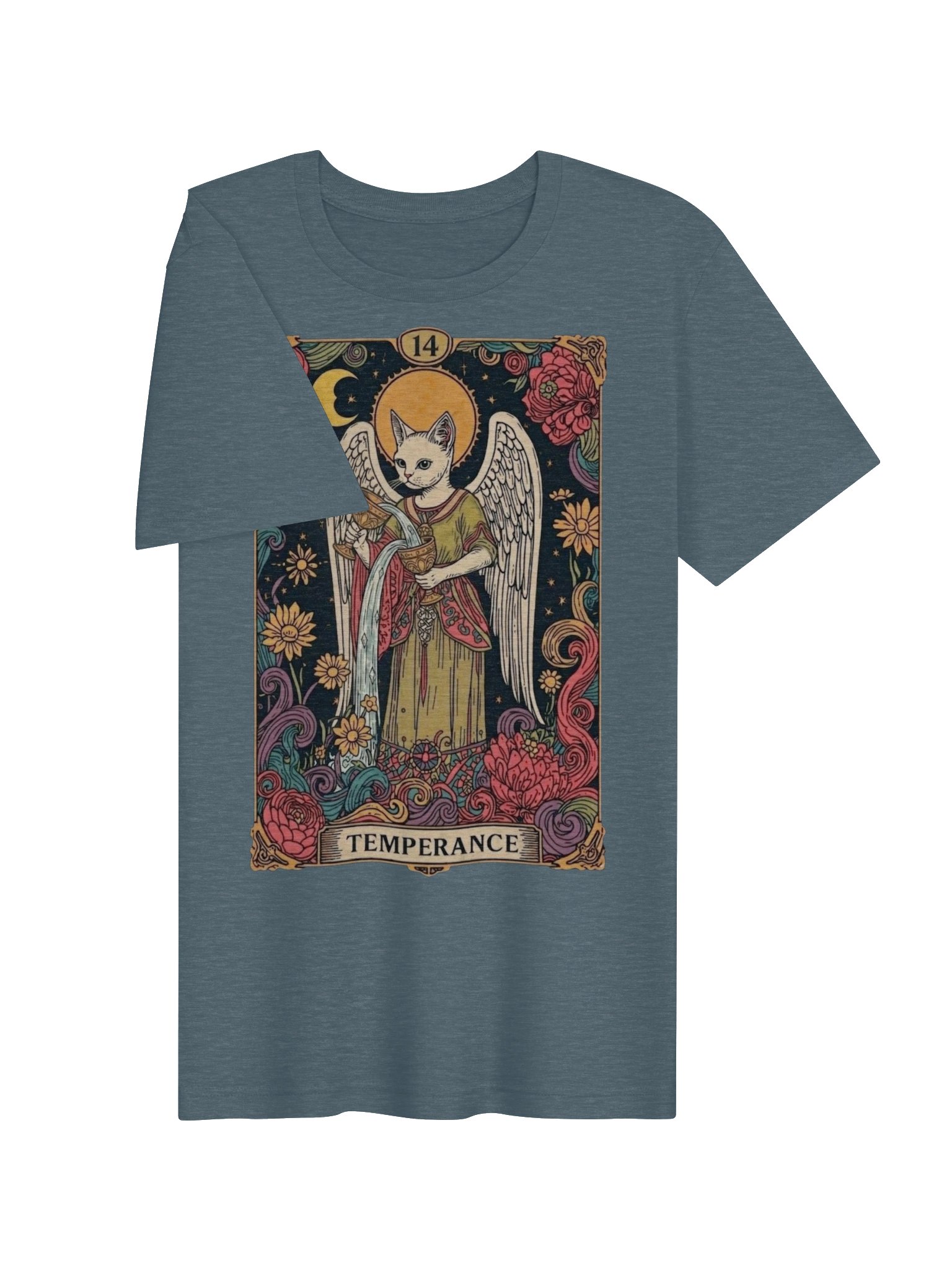 Temperance Tarot Cat Shirt, Celestial Floral Tee product image (4)