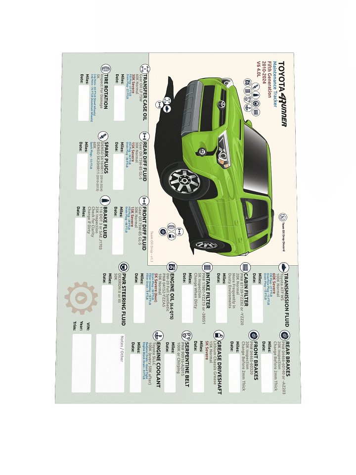 5th GEN 4Runner MAINTENANCE TRACKER V1.1 - Lime product image (2)