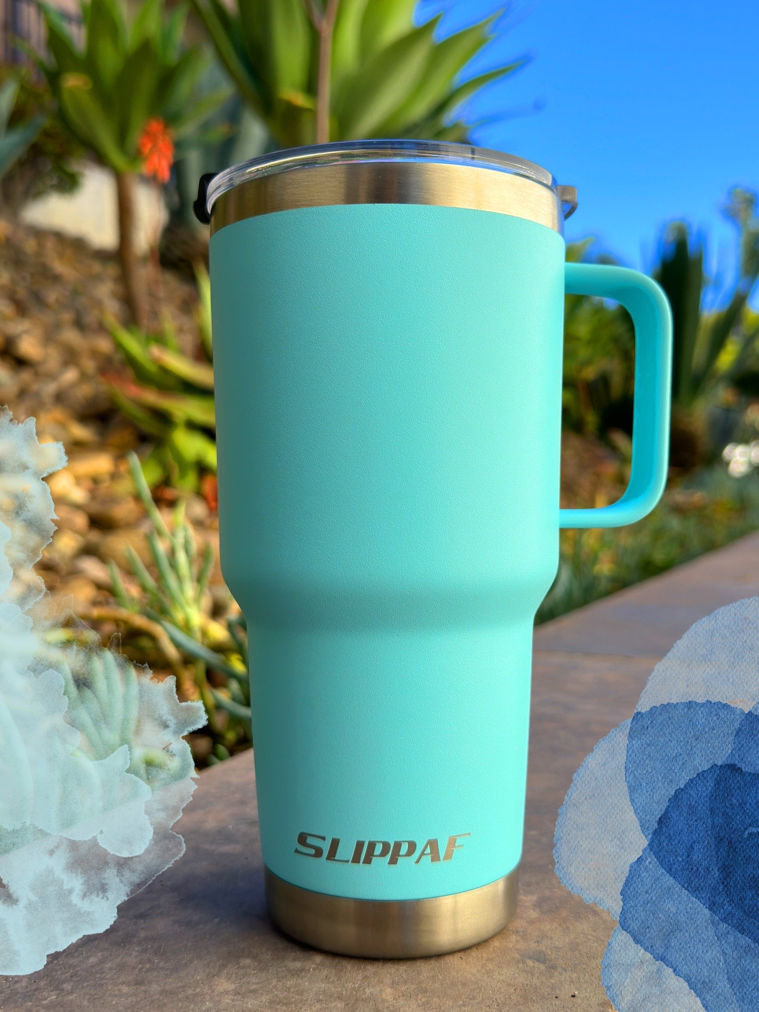 2 pack Tumbler 20 + 30 Oz With Handle, Lid and Straw (Blue) product image (3)