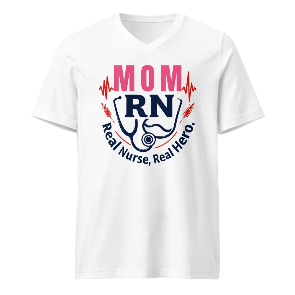 Mom RN, Real Nurse, Real Hero V-Neck Tee product image (1)