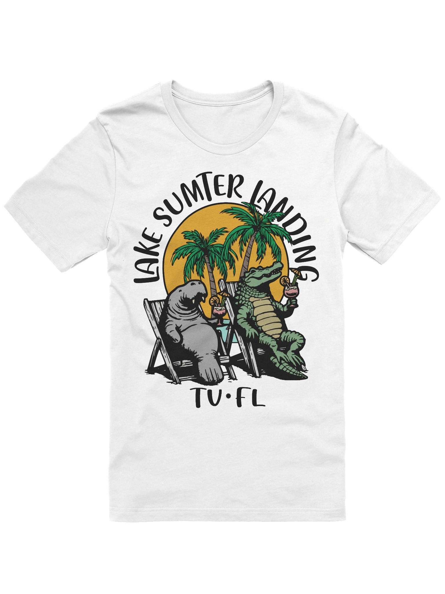 Lake Sumter Landing TV Florida USA Fun Manatee Alligator Design T-shirt product image (2)