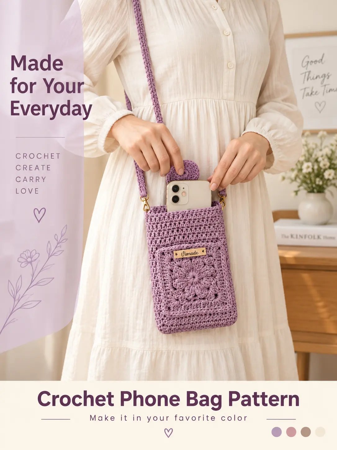 Crochet Phone Bag with Floral Pocket product image (1)