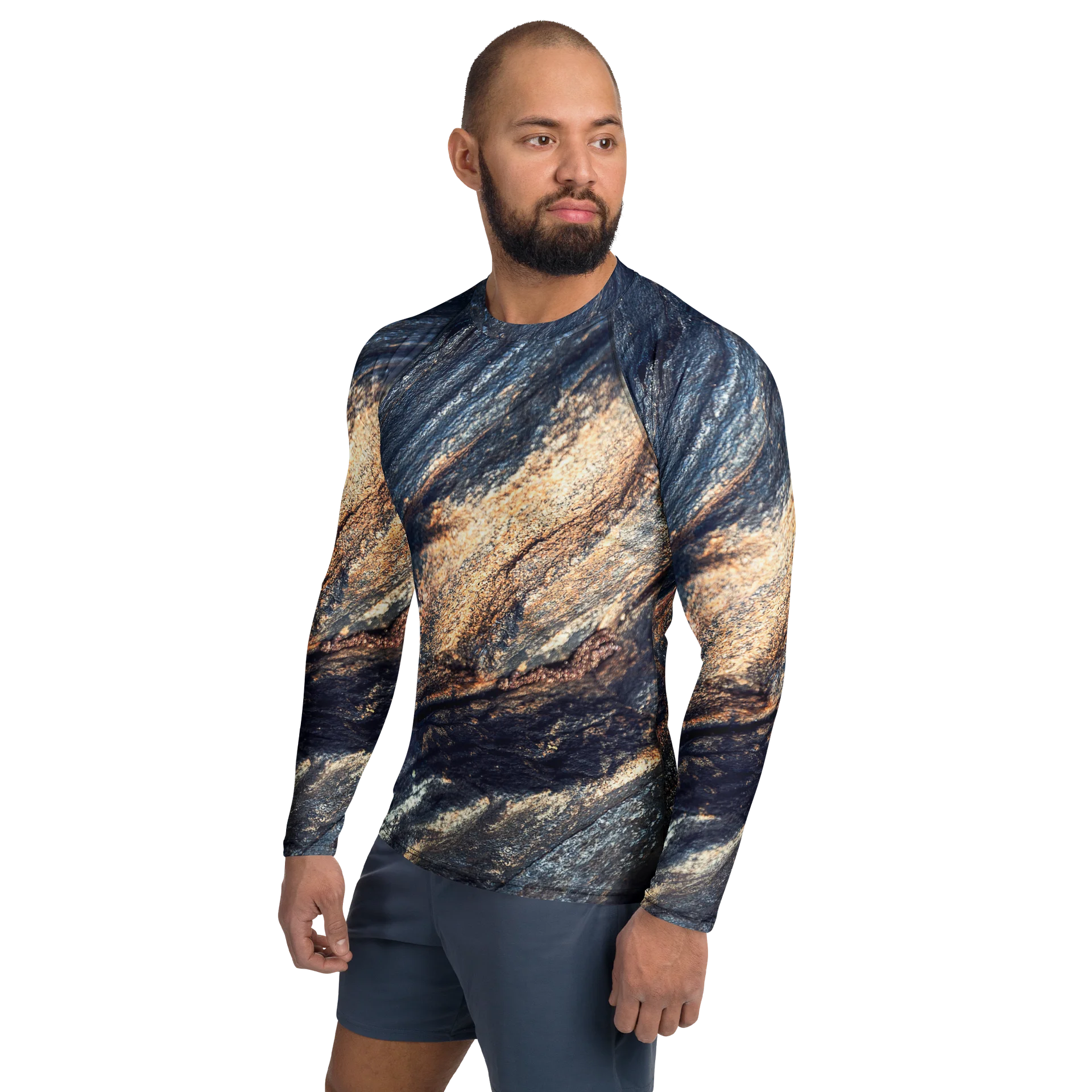 Obsidian Vein All-Over Print Men's Dark Mineral Long Sleeve Rash Guard product image (3)