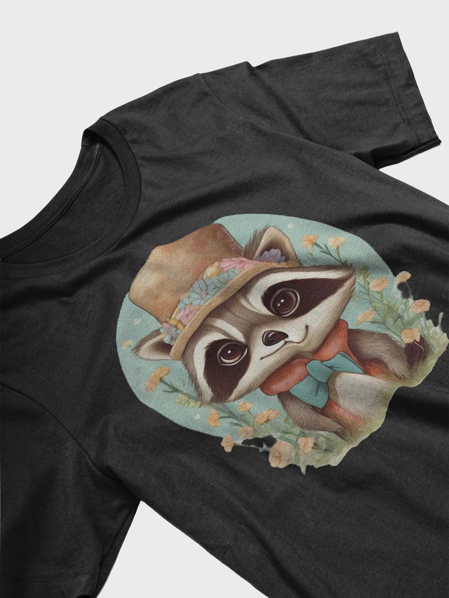 Cute little racoon wearing a hat and a bow tie Supersoft T-Shirt product image (3)