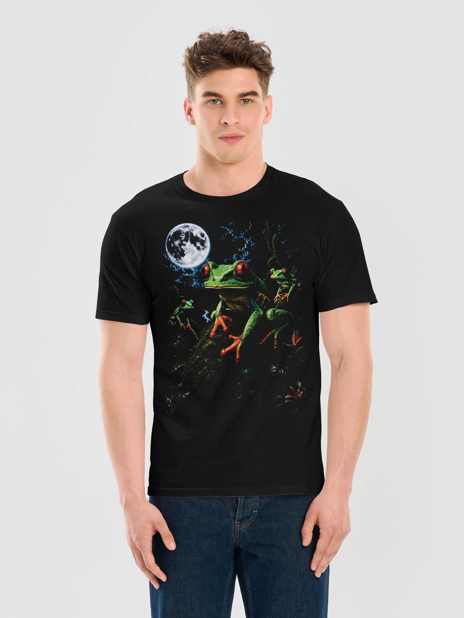 Red-Eyed Tree Frog Howling Moon Tshirt | Legendary Wildlife Shirt product image (6)