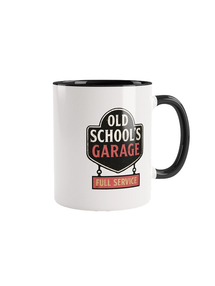 Old School’s Garage – Full Service Mug (Black & White) product image (1)