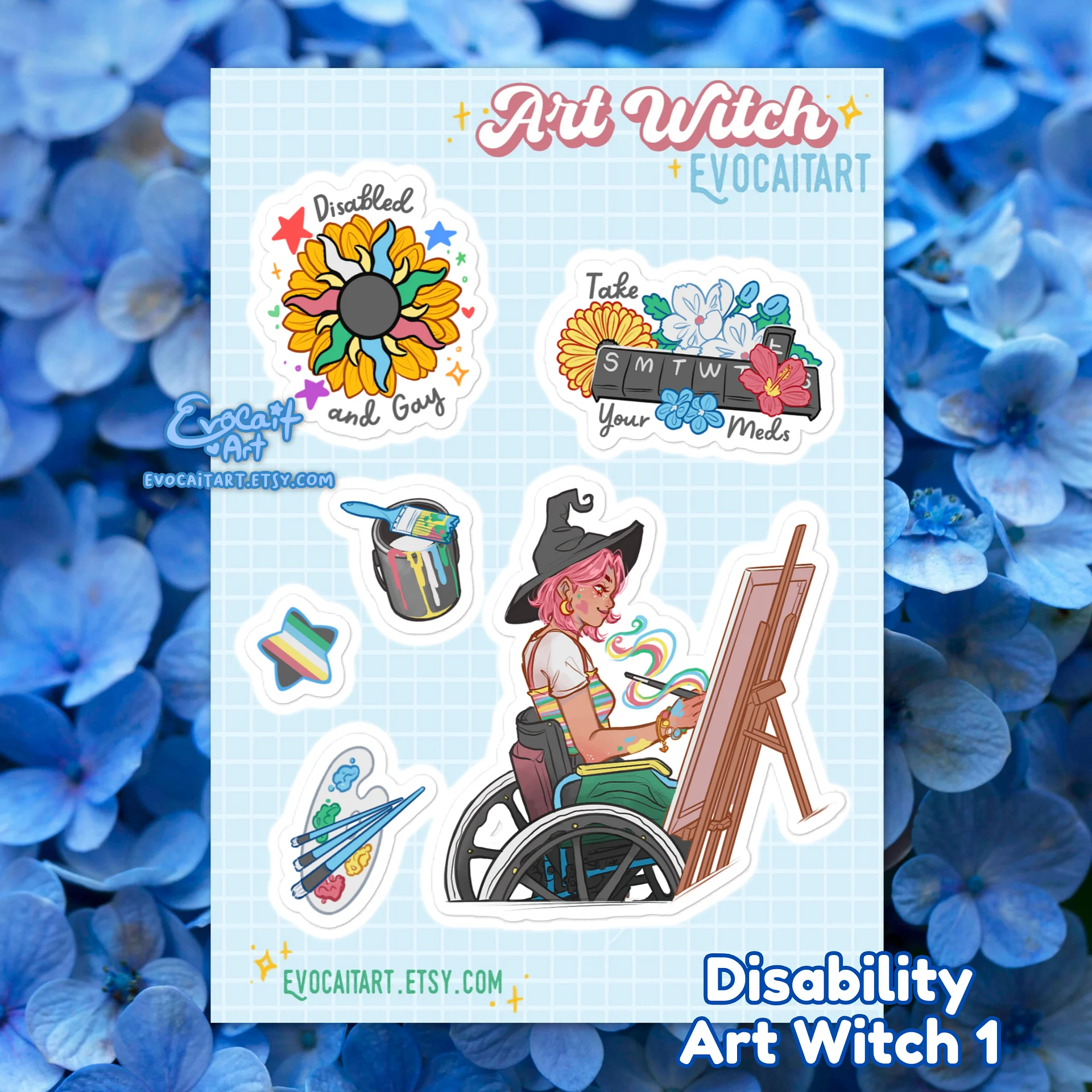 Disability Pride Flag Witch Stickers - Wheelchair Version product image (1)