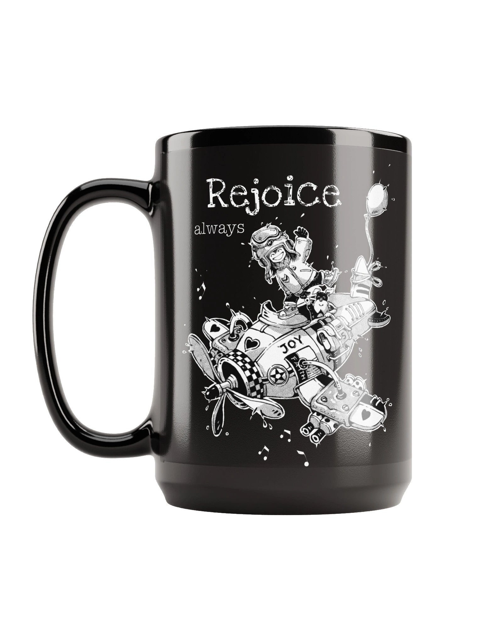 "Rejoice" mug (black) product image (1)