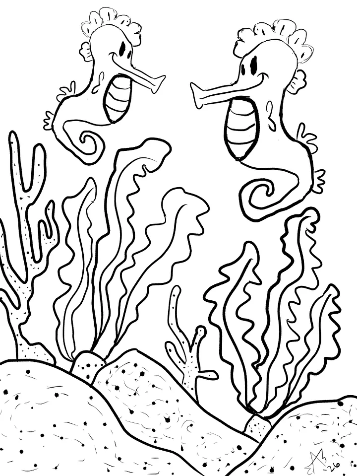 TSStechAngel's World - SeahorseBuddies Coloring Page product image (1)