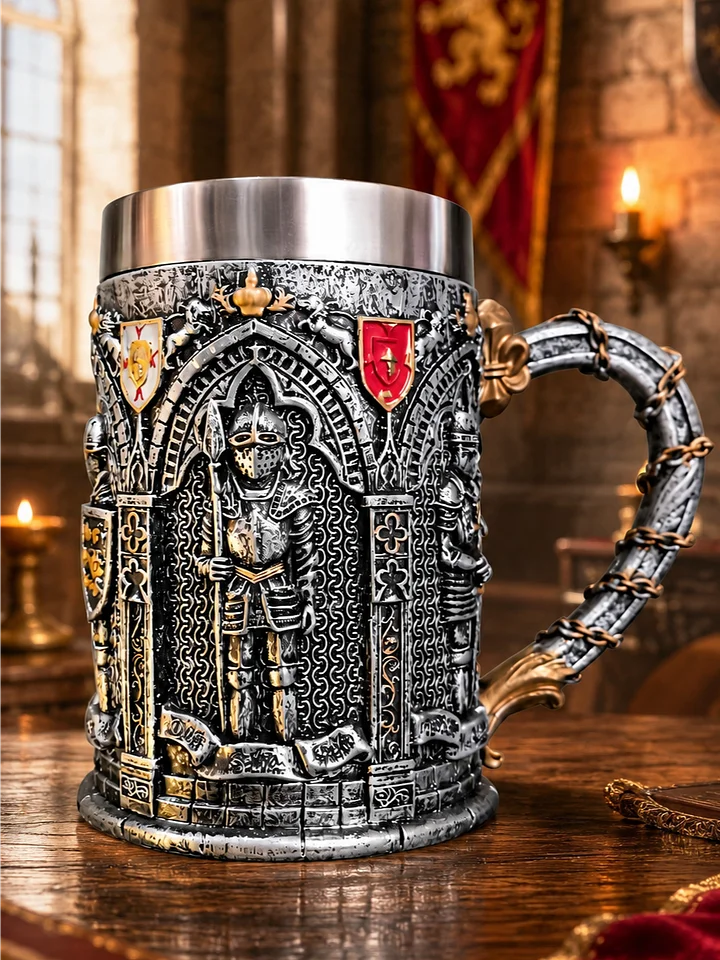 The Armored Kingdom Knight's Vow Mug-Stainless Steel-Heavy Duty Medieval Mug-Built for Daily Use product image (1)