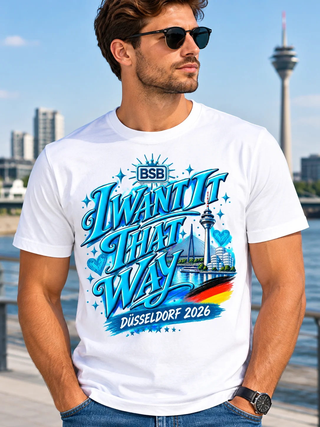 I Want It That Way Düsseldorf 2026 Shirt - BSB City Skyline Fan Tee product image (1)
