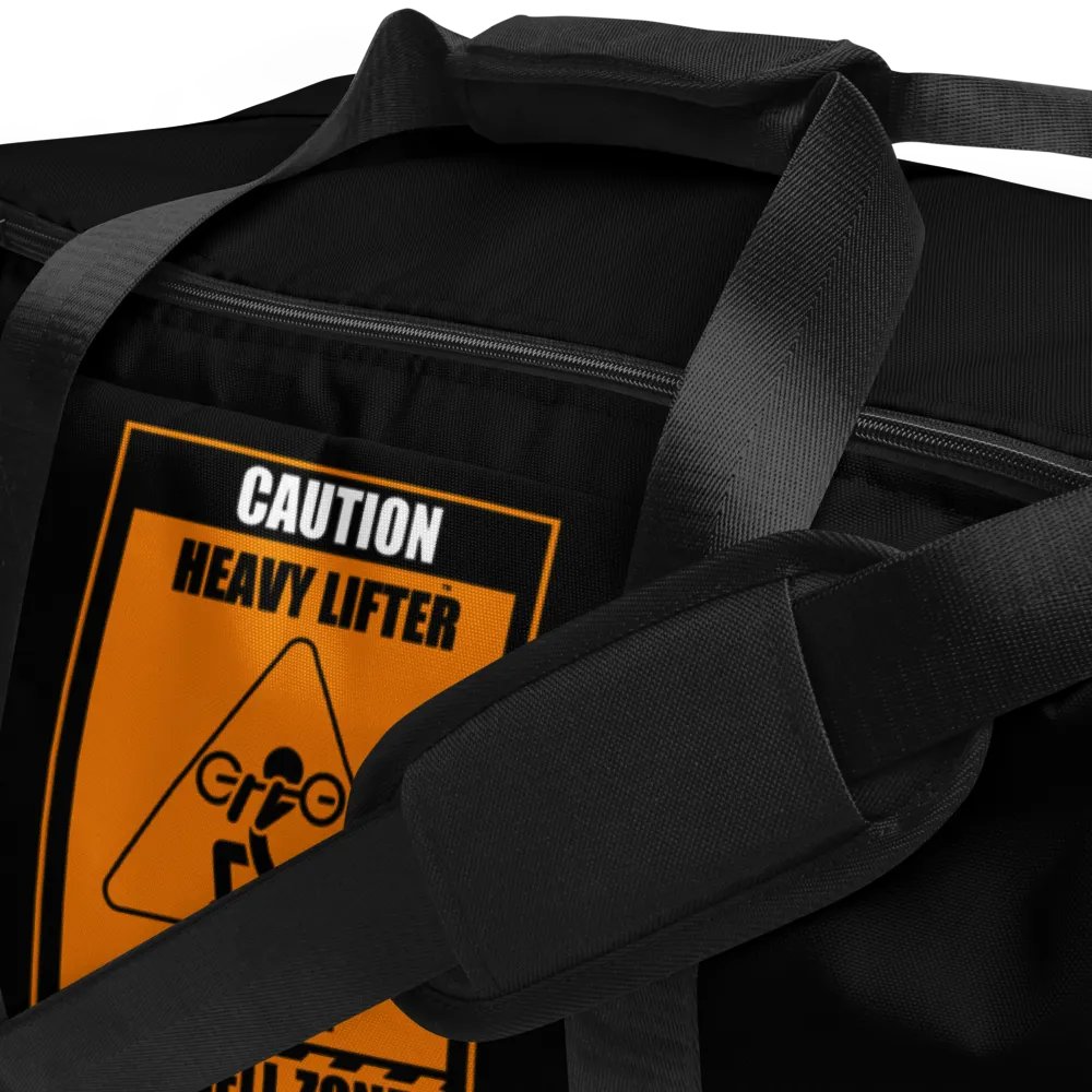 Caution Heavy Lifter Ahead-Barbell Zone Duffle Bag (Black) product image (4)