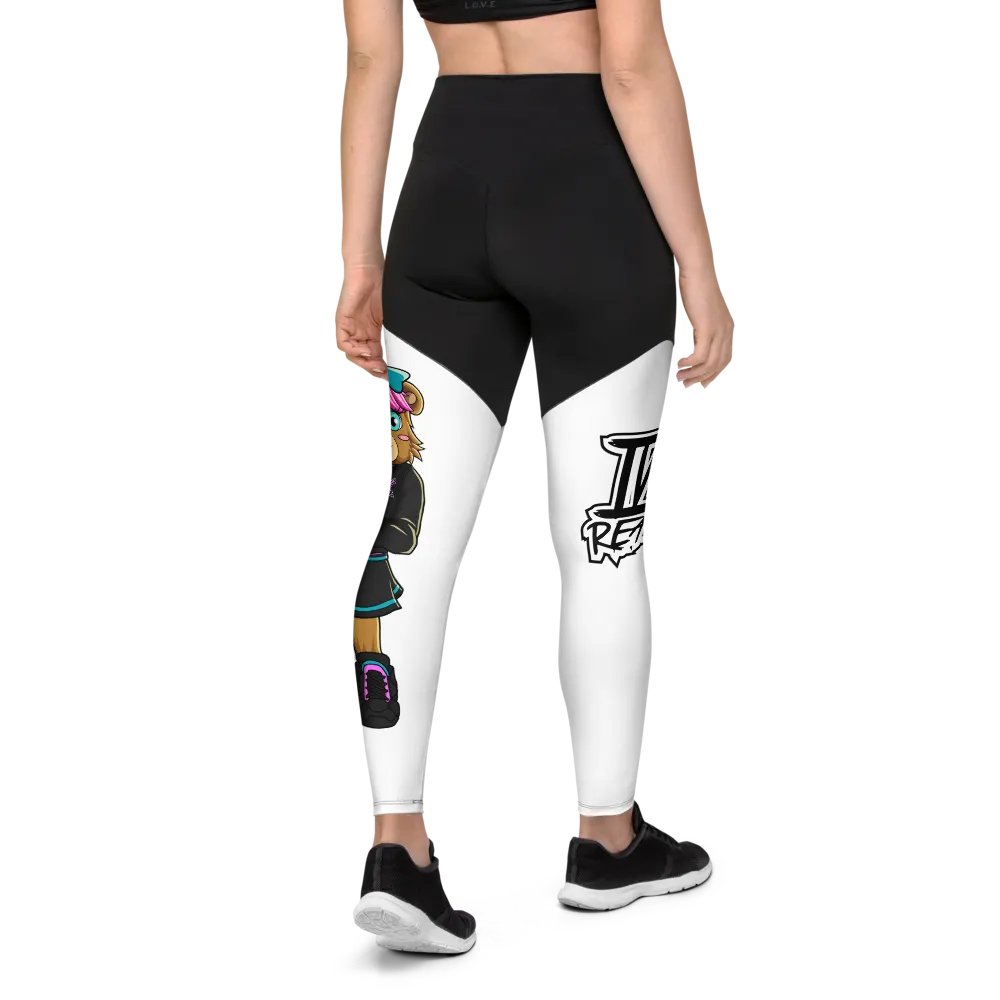 Standing Girl Bear Black and White Leggings product image (4)