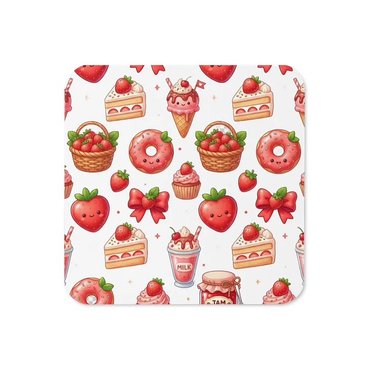 Strawberry Delight Glossed Cork Coaster product image (1)