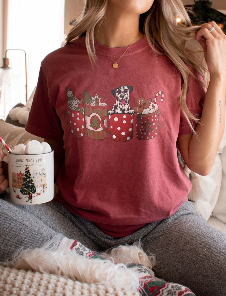 Cute Dalmatian in a Christmas Cup T-Shirt | Funny Christmas Pup in a Cup product image (1)