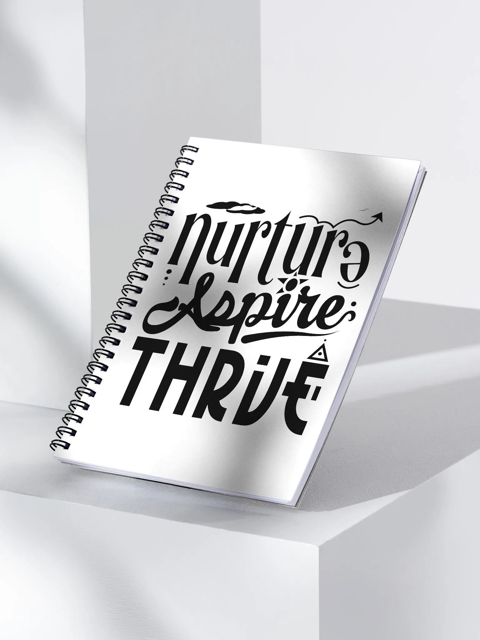 "Nurture Aspire Thrive" Dotted Spiral Notebook in Black product image (3)
