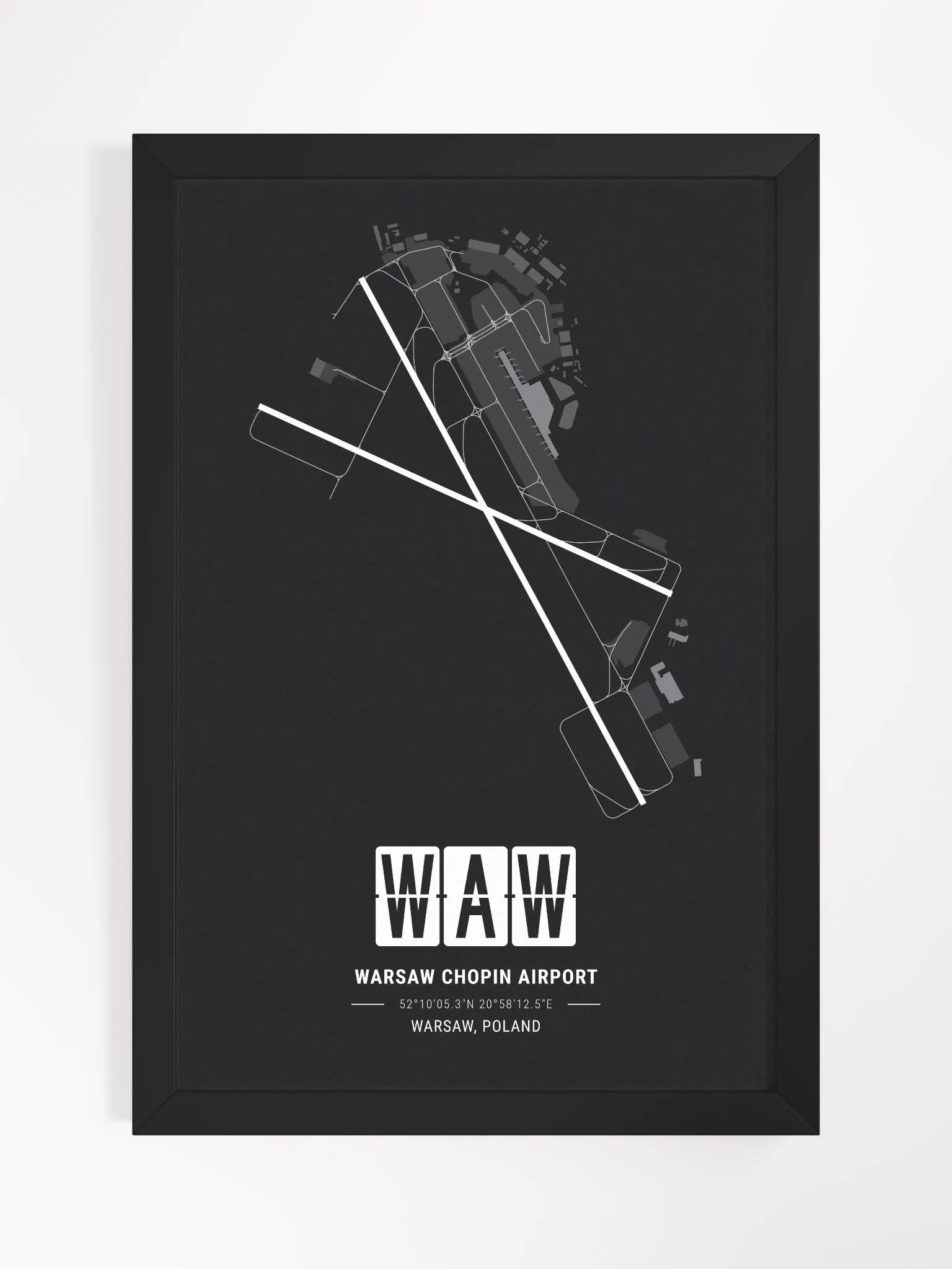Framed Airport WAW Premium Map On Matt Paper product image (1)