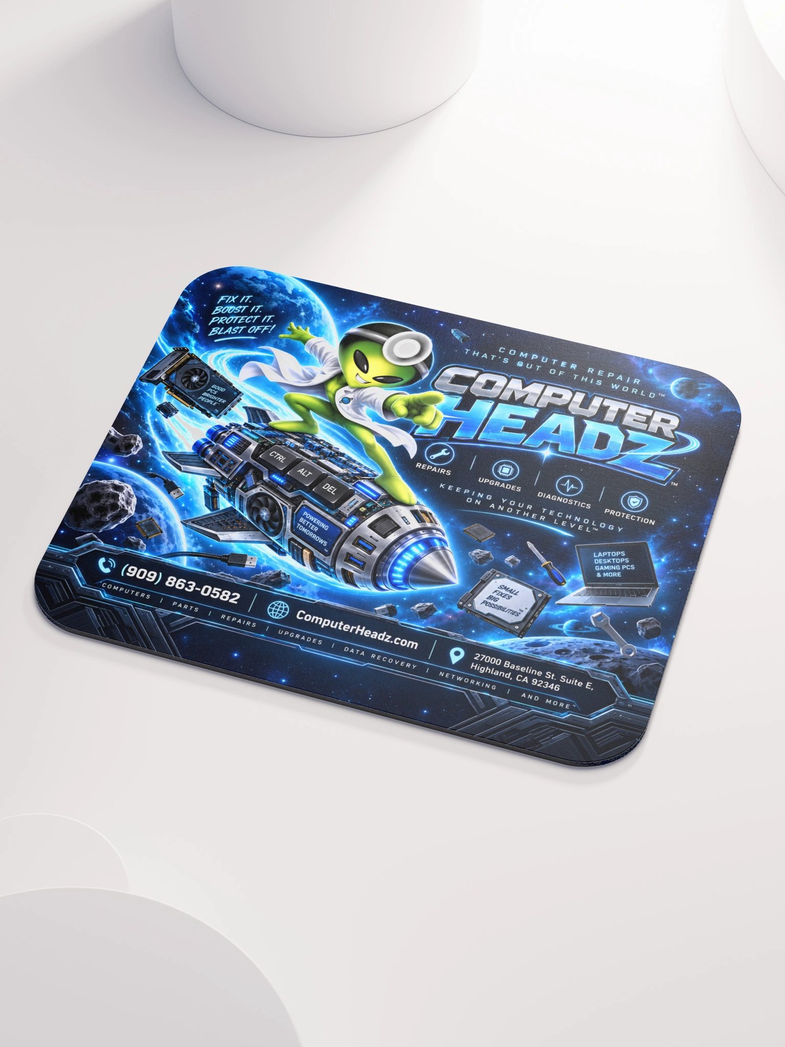Computer Headz Blast-Off Tech Mousepad – Electric Blue Edition No. 01 product image (3)