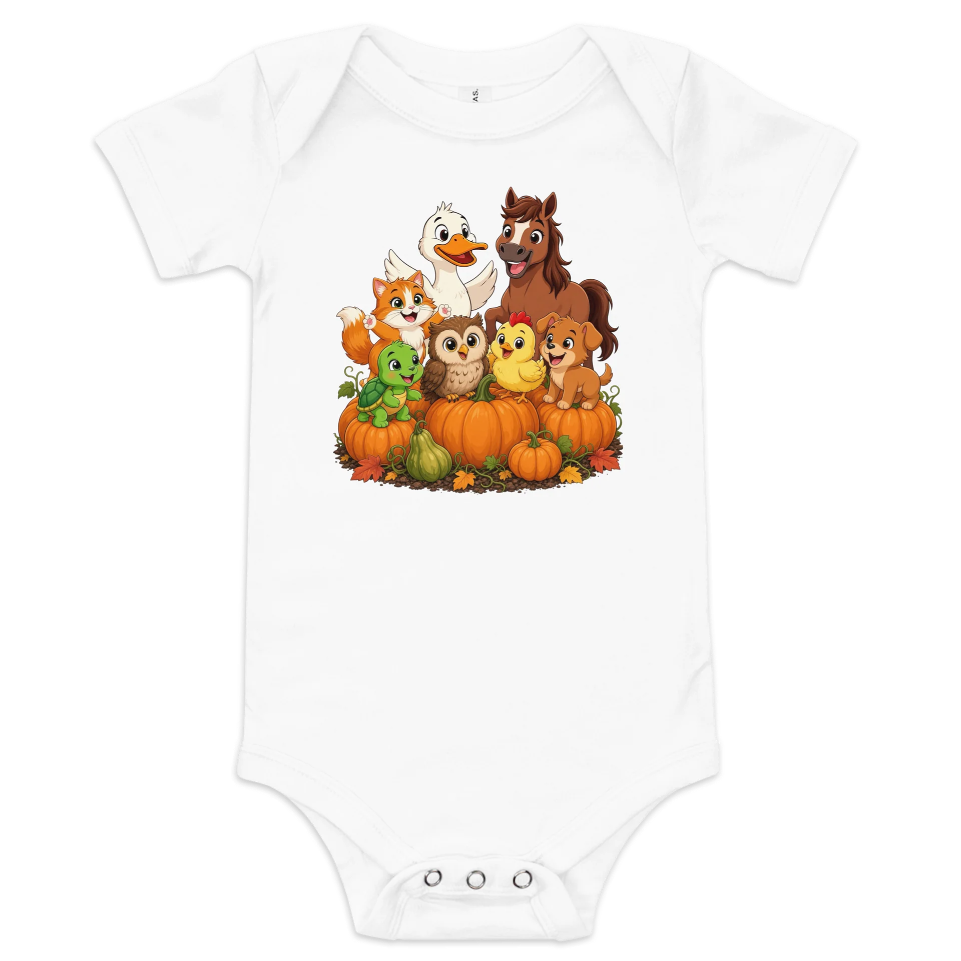 Cute Fall Farm Animal Pumpkin Onesie product image (1)