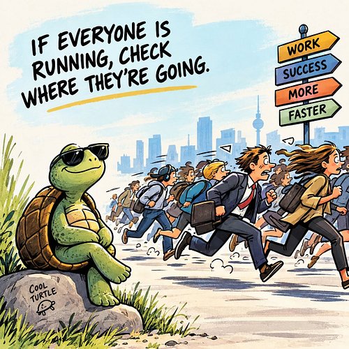 IF EVERYONE IS RUNNING, CHECK WHERE THEY’RE GOING. 😎🐢

Busy doesn’t always mean better.
Faster doesn’t always mean forward.

...
