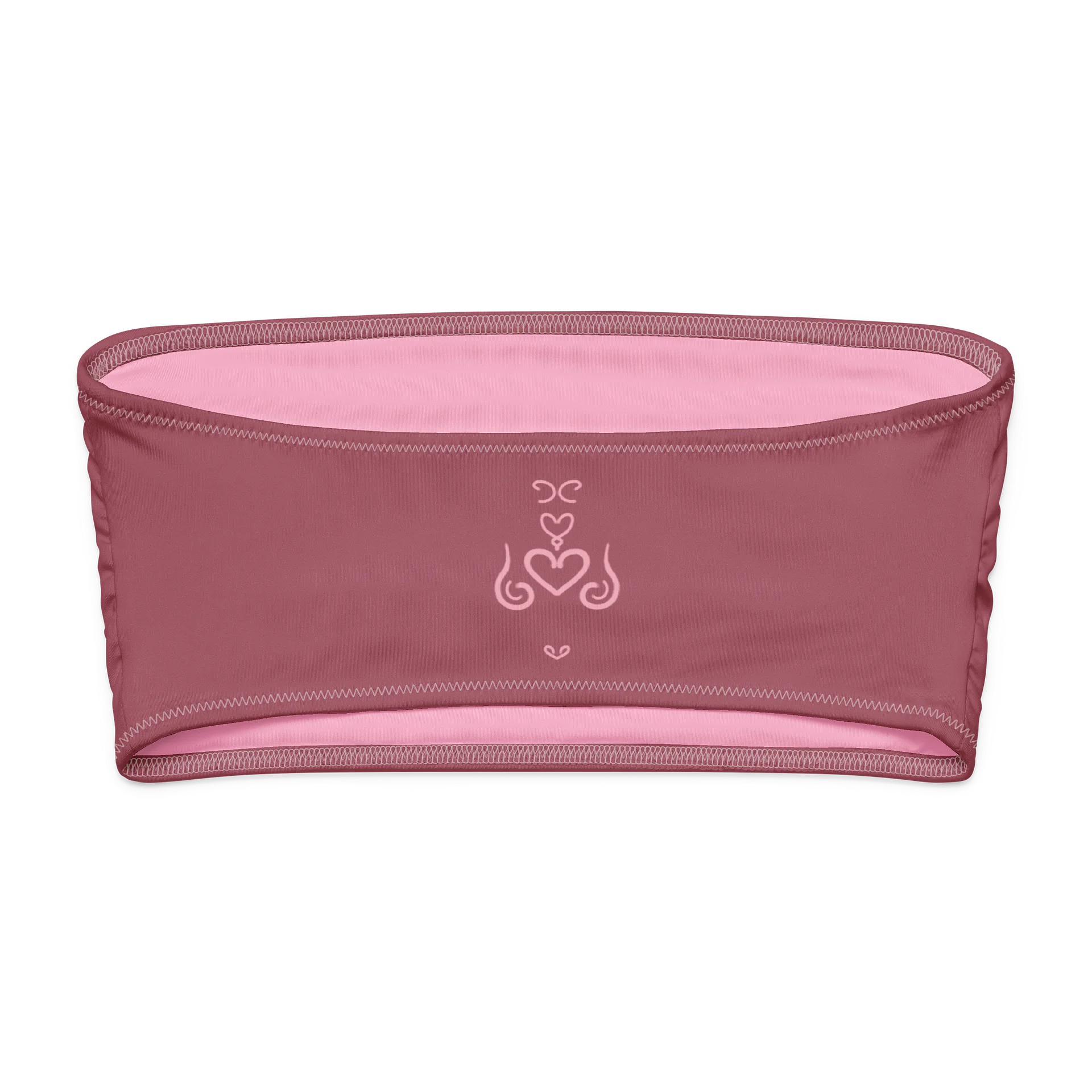 pink heart ornamental bandeau bikini top - mauve product image (4)