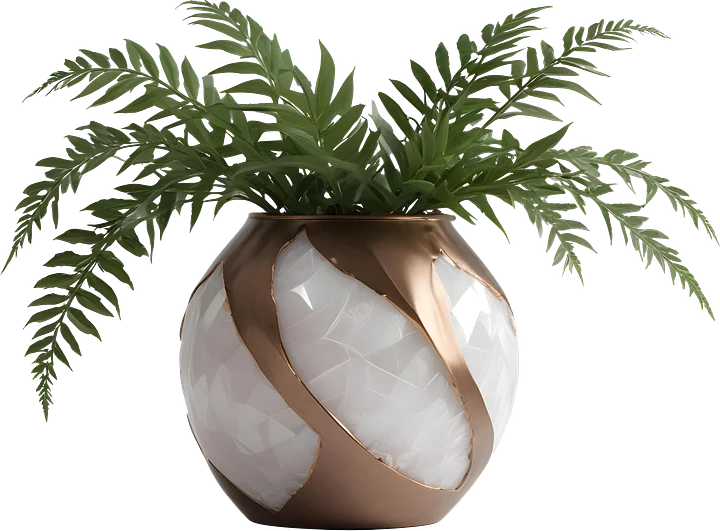 Glamour Organique – Luxury Quartz and bronze Design Planter PNG product image (1)