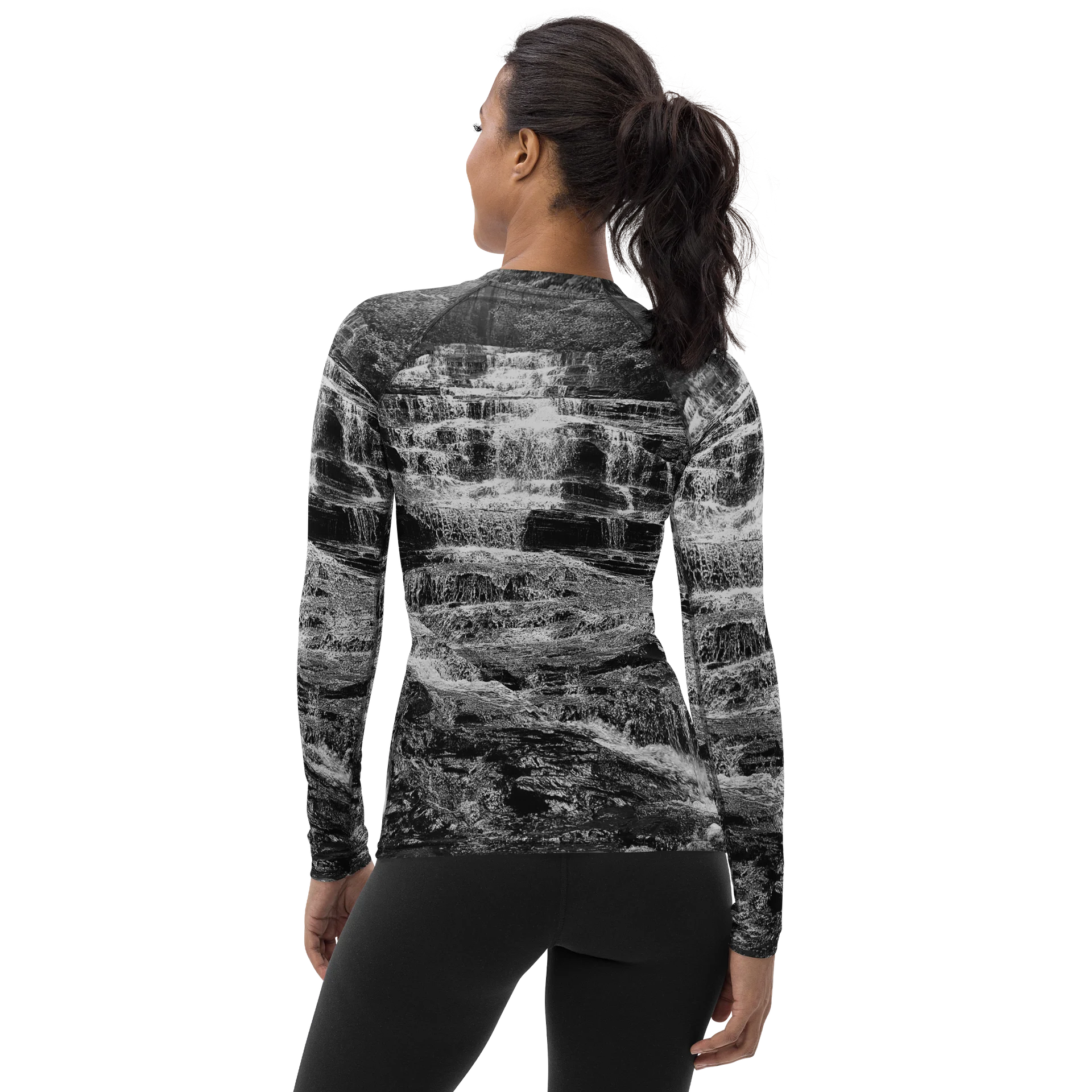 Cascades In Black Women's Rash Guard product image (2)