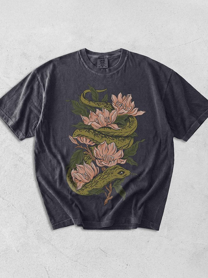 Cottagecore Snake Magnolia Shirt – Vintage Serpent Floral Tee, Botanical Nature Aesthetic product image (1)