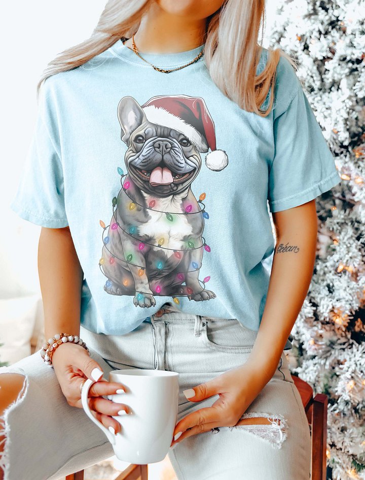 Funny French Bulldog(Blue) Christmas T-Shirt for Frenchie Paw-rents product image (11)