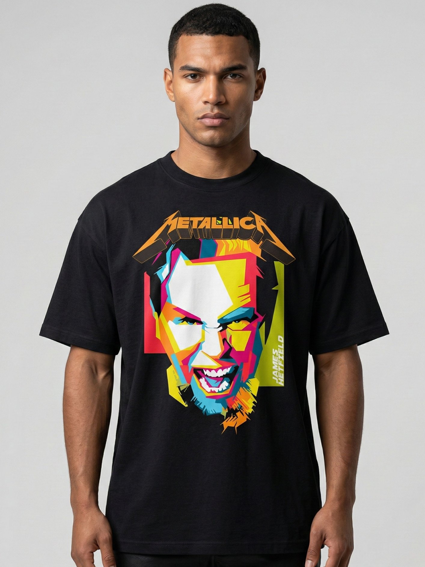 Metallica T-Shirt James Hetfield WPAP Pop Art Portrait | Colorful Heavy Metal Graphic Tee | Thrash Metal Streetwear Collector Shirt product image (1)