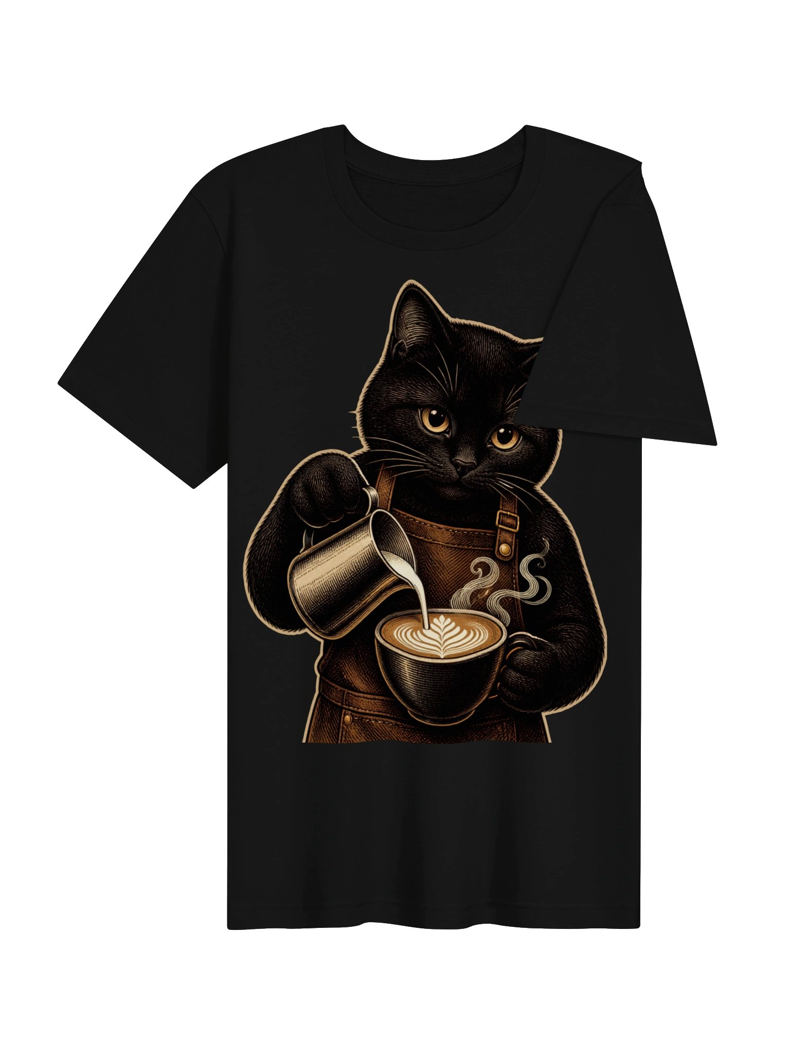Coffee Cat Club Barista T-Shirt - Vintage Black Cat Coffee Lover Graphic Tee product image (22)