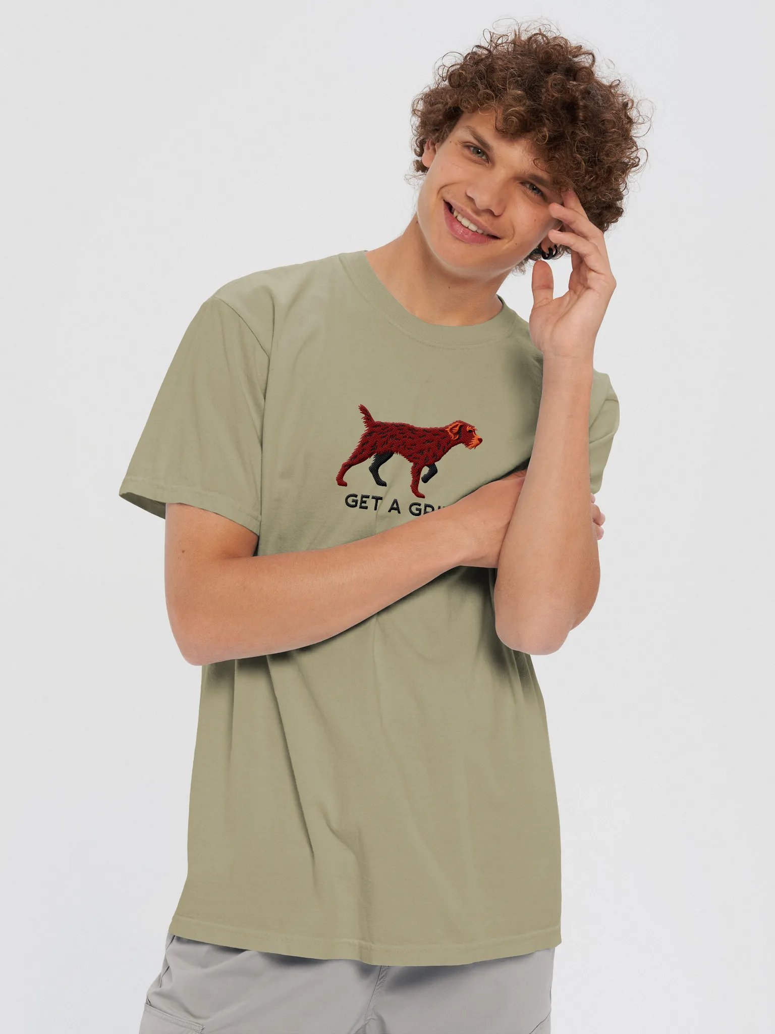 Get a Griff T-Shirt(Embroidered) of a Wirehaired Pointing Griffon(Liver) product image (2)