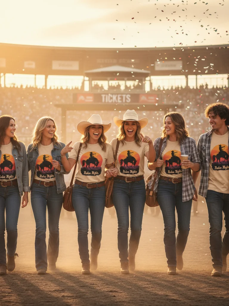 Rodeo Nights Vintage Western T-Shirt - Cowboy Horse Silhouette Sunset Tee for Country Lovers & Rodeo Fans product image (9)