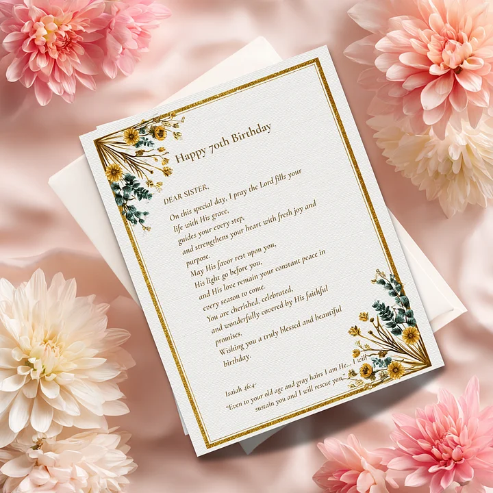 Sister 70th Birthday Card • Christian Blessing Printable with Scripture • Milestone Gift product image (2)