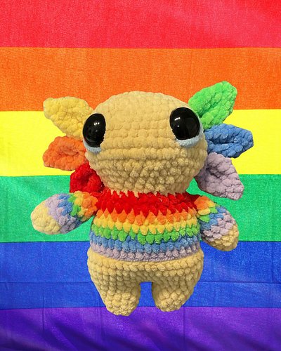 Got this little guy made just before Pride month ends! Look at this axolotl cutie wearing his little pride sweater!
Pattern b...