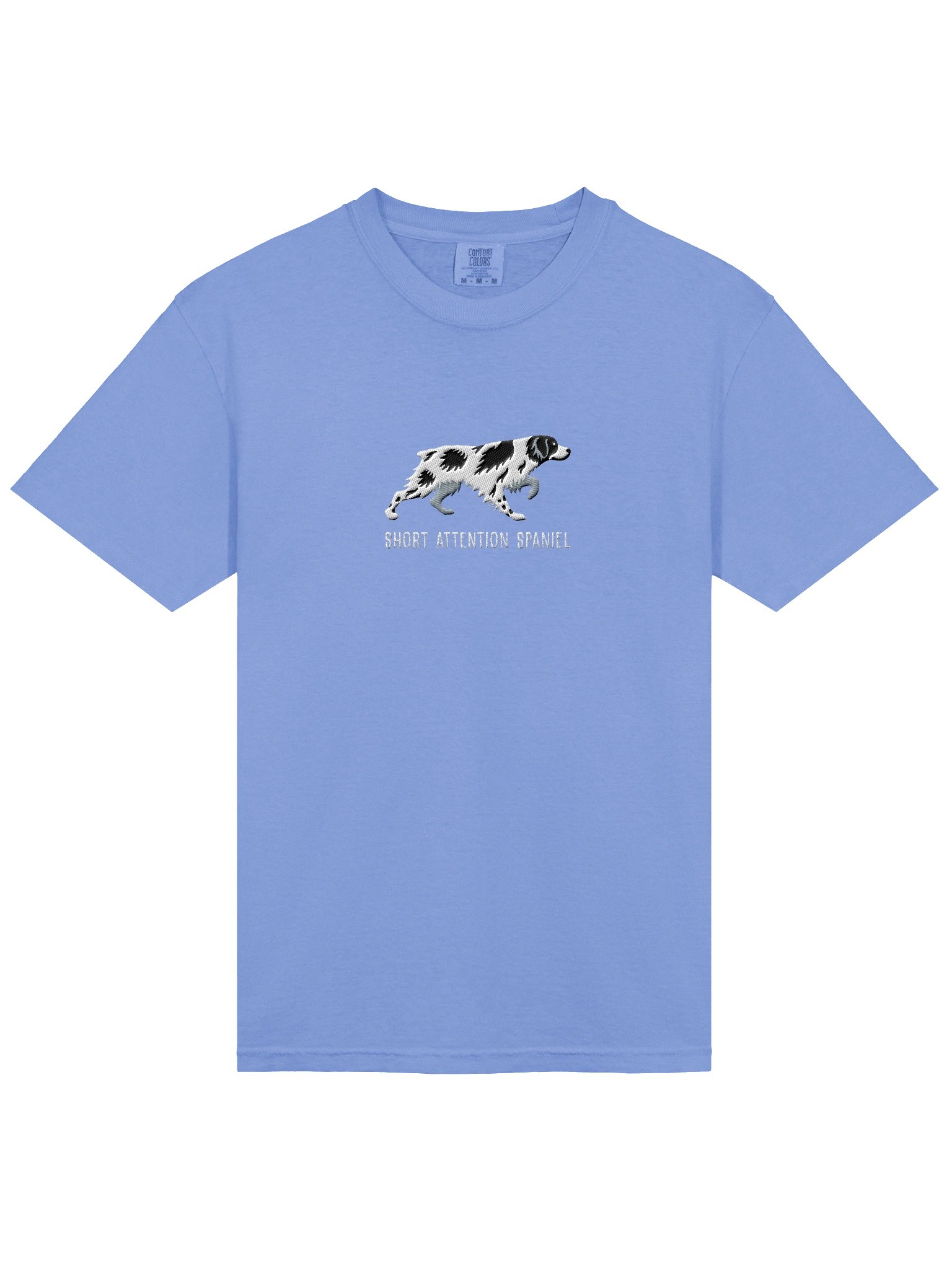 Short Attention Spaniel T-Shirt(Embroidered) of a Brittany Spaniel(Black & White) product image (6)