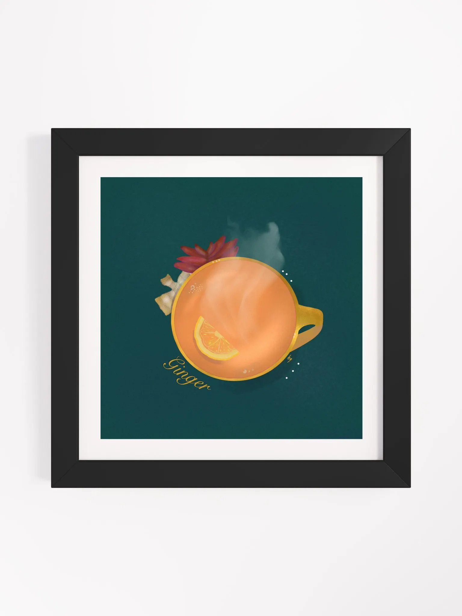 Ginger Herbal Tea Framed Poster - Green product image (2)