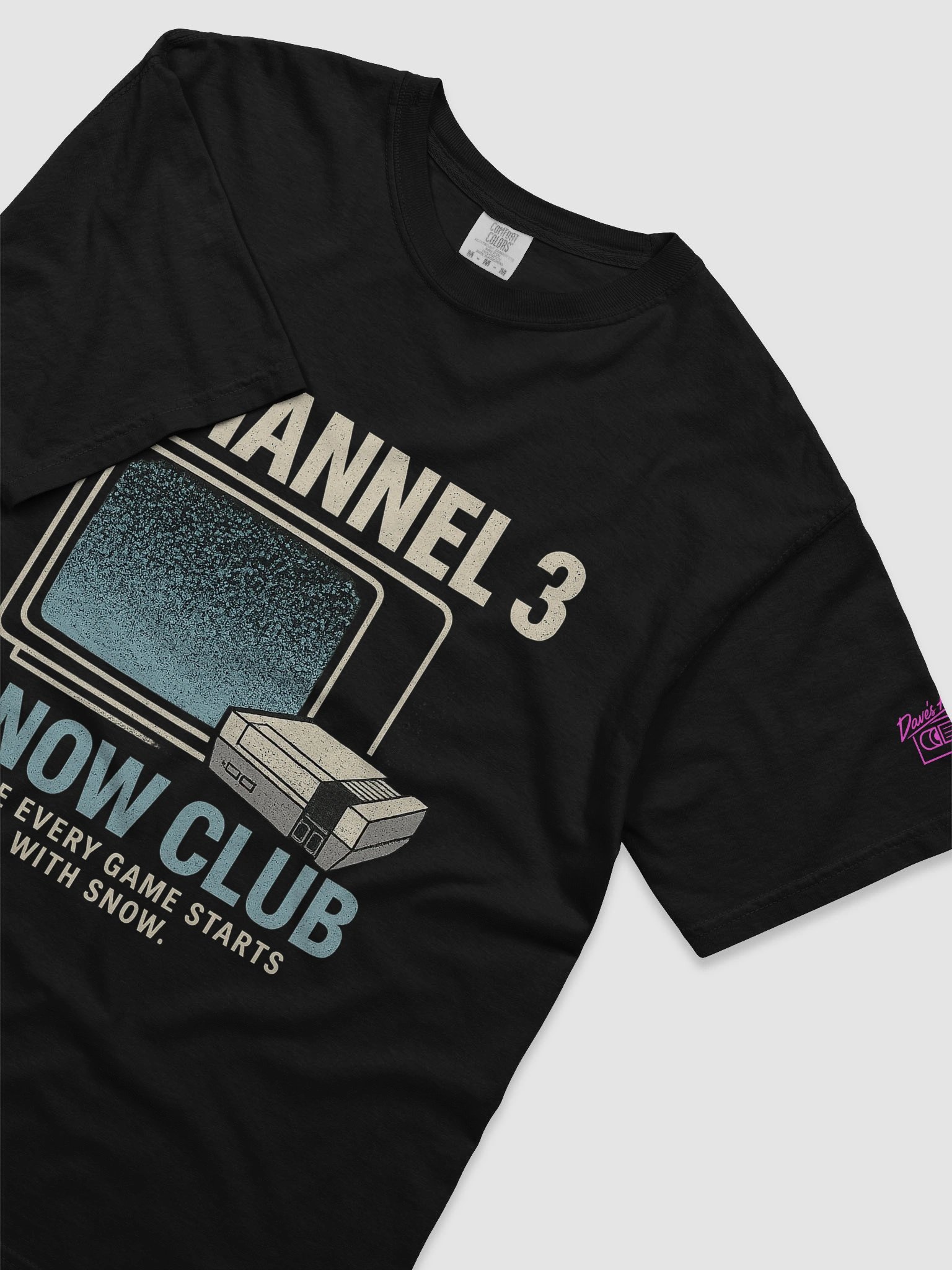 'Channel 3 Snow Club' Tee – 8‑Bit Chill, Static Thrills & Saturday‑Morning Lag! product image (3)