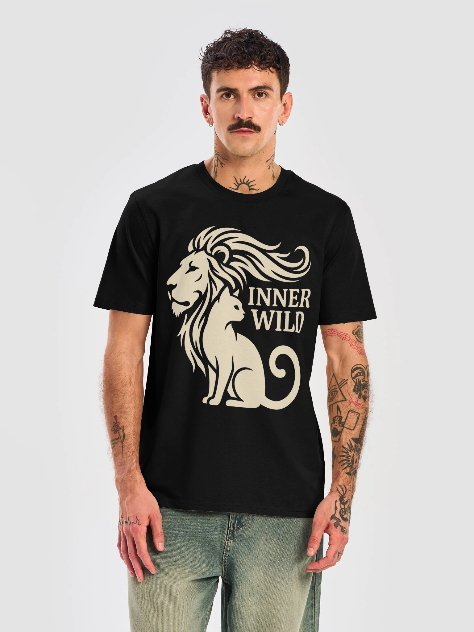 Cat and Lion Silhouette Graphic T-Shirt product image (5)