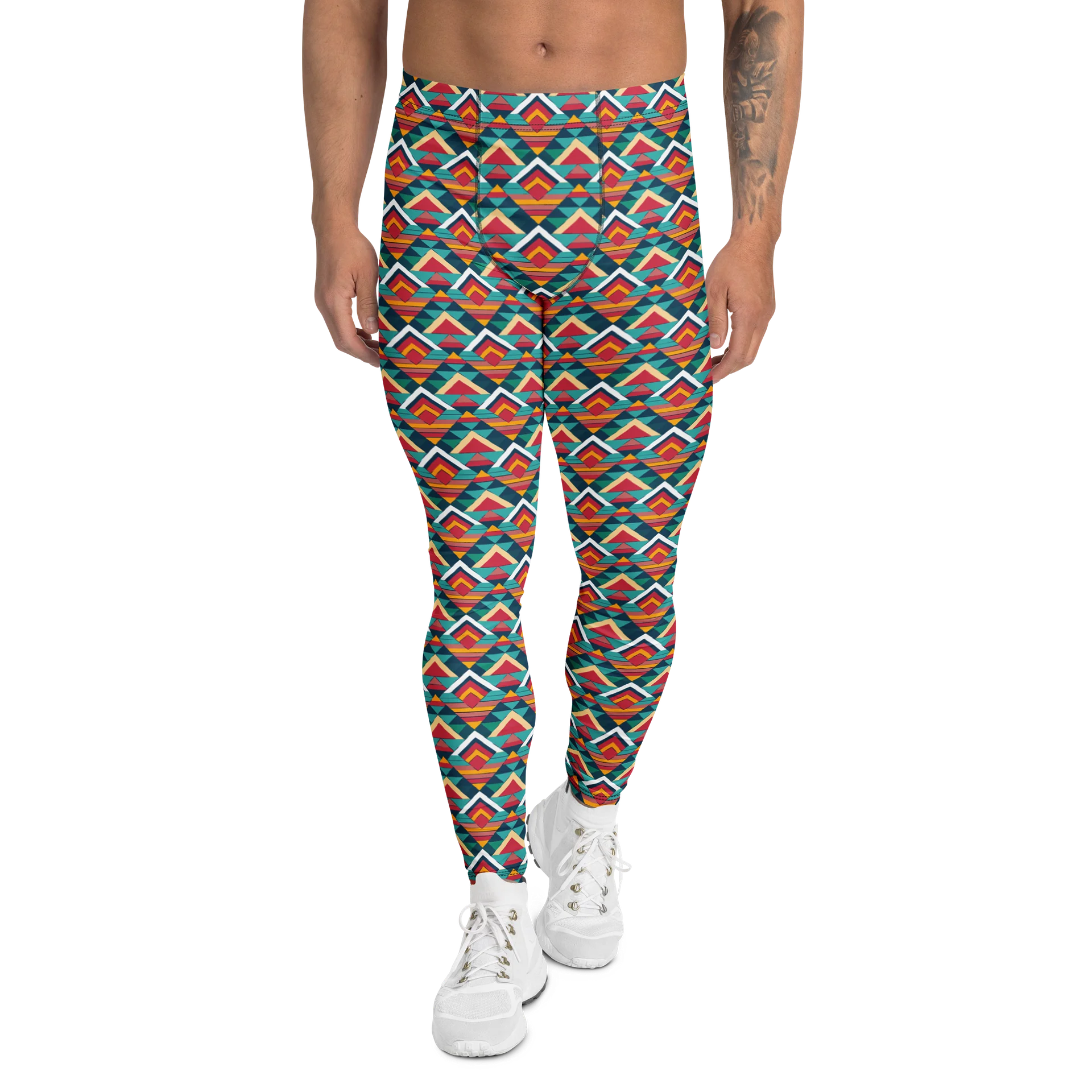 Colorful Geometric Diamond Triangle Men's Leggings product image (1)