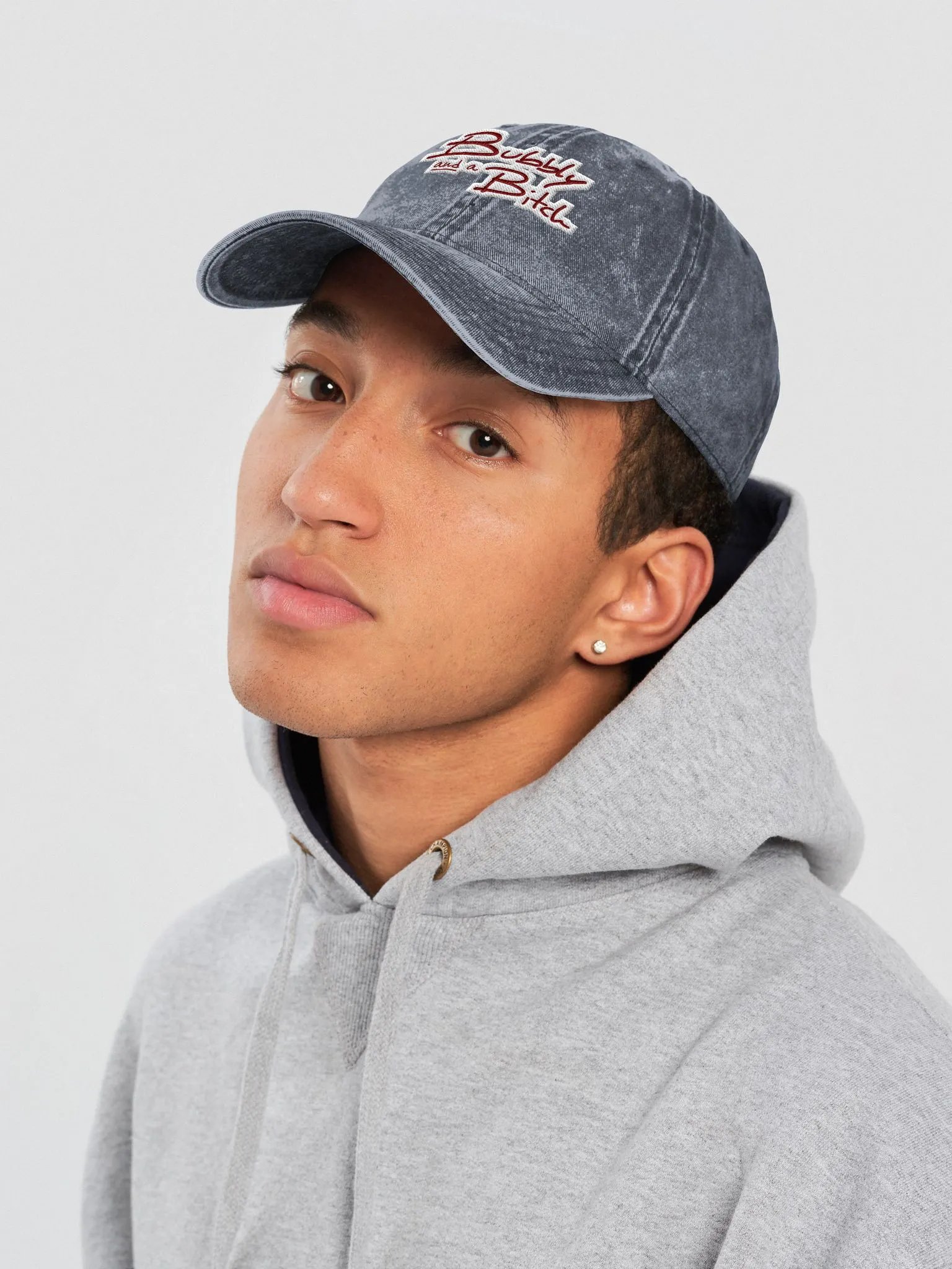 Bubbly and a B*tch embroidered vintage wash dad hat (maroon bubble design) product image (7)
