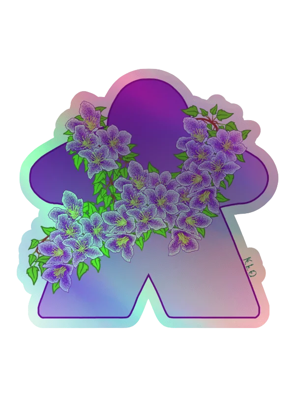 Purple Spring Flower Meeple Holographic Sticker product image (4)