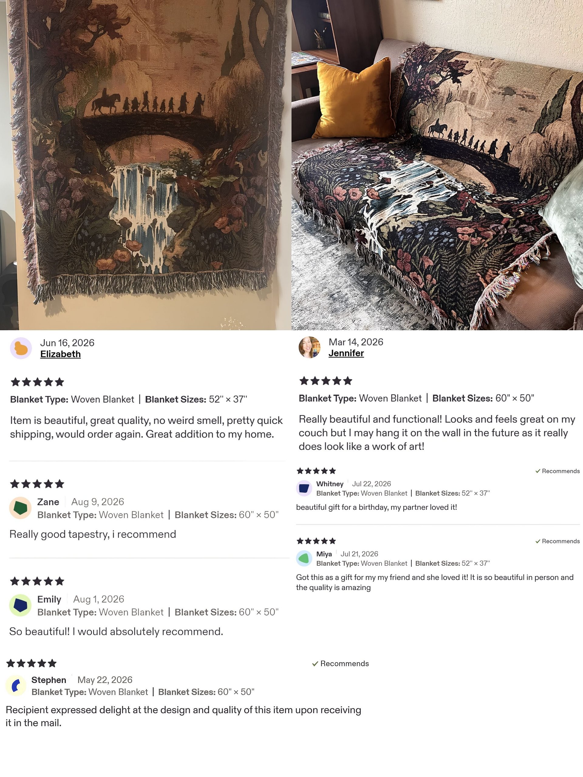 Autumn Fantasy Journey Woven Tapestry — Wizard & Travelers Bridge, Waterfall Throw Blanket product image (2)
