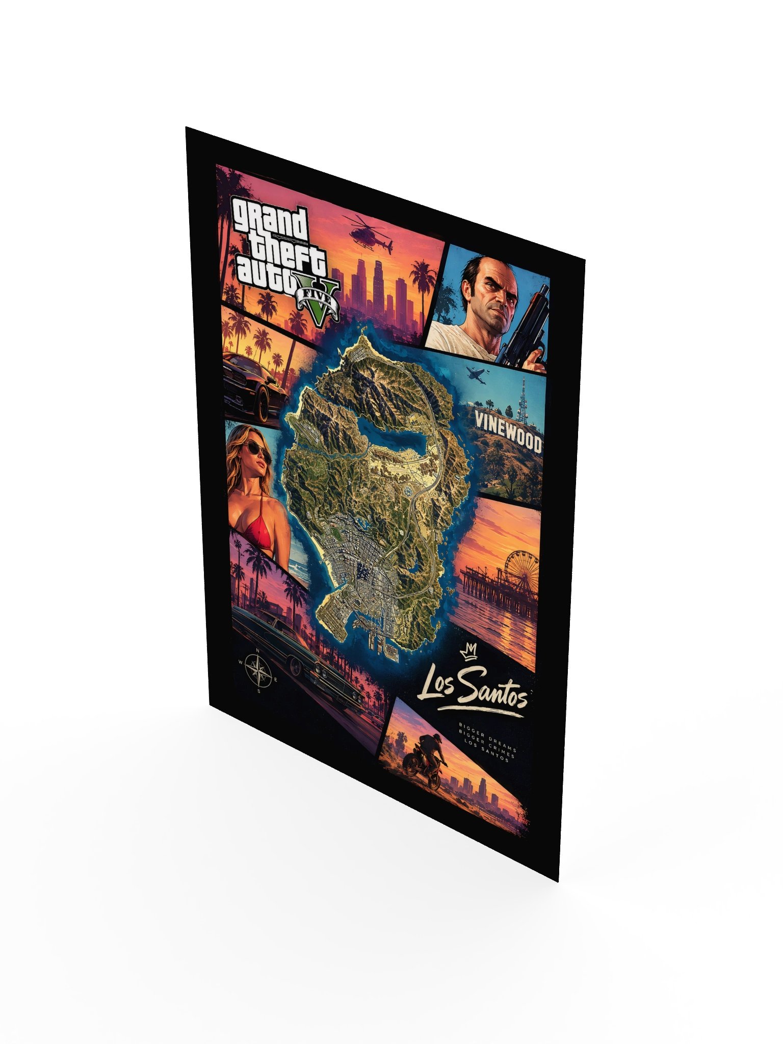GTA V Poster – Grand Theft Auto V Gaming Wall Art | Los Santos Map Poster product image (3)